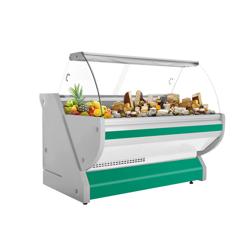 Koeltoonbank - 1725x1150mm - 340 liter - kleur groen - gebogen ruit - granieten werkblad