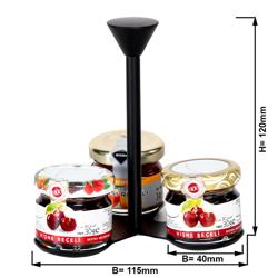 Expositor para compotas - Aço inoxidável com revestimento a pó - Preto - Altura:120mm - com 3 prateleiras