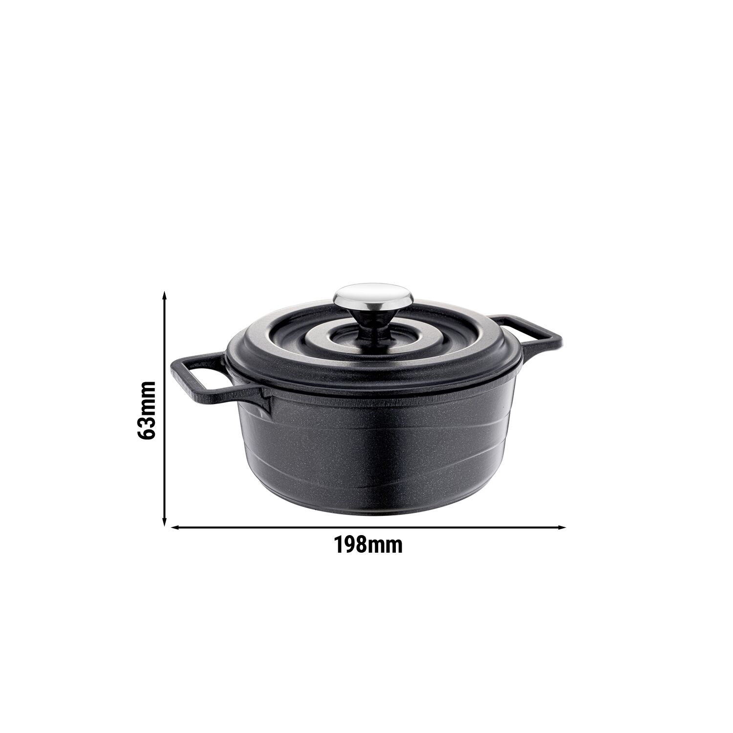 Mini poêle en fonte d’aluminium avec couvercle en fonte - Ø 140 mm - Hauteur : 63 mm