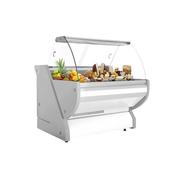 Koeltoonbank - 990x1150mm - 250 liter - kleur wit - gebogen ruit - granieten werkblad