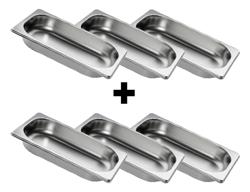 (6 stuks) Rvs GN bak GN 1/4 - Hoogte: 40mm