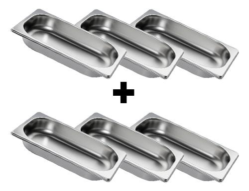 (6 uds) Cubeta GN 1/4 - acero inoxidable - Altura:40mm