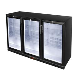 GASTRO-COOL | Frigorífico de bar - 1350mm - 312 litros - com 3 portas de vidro com dobradiças - Preto