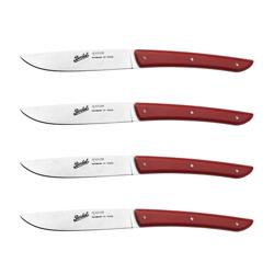 (4 pieces) BERKEL | Steak Knife Set – 110 mm Blade - AISI 420C Stainless - Red Handles