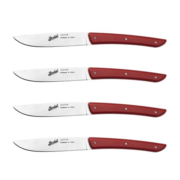 (4 komada) BERKEL | Nož za odrezak - Crvena boja - Oštrica: 110 mm