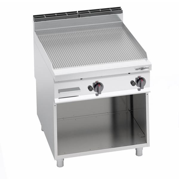 Gasbakplaat - 20kW - Geribbeld - Bakoppervlak: 796x667mm - met open onderbouw