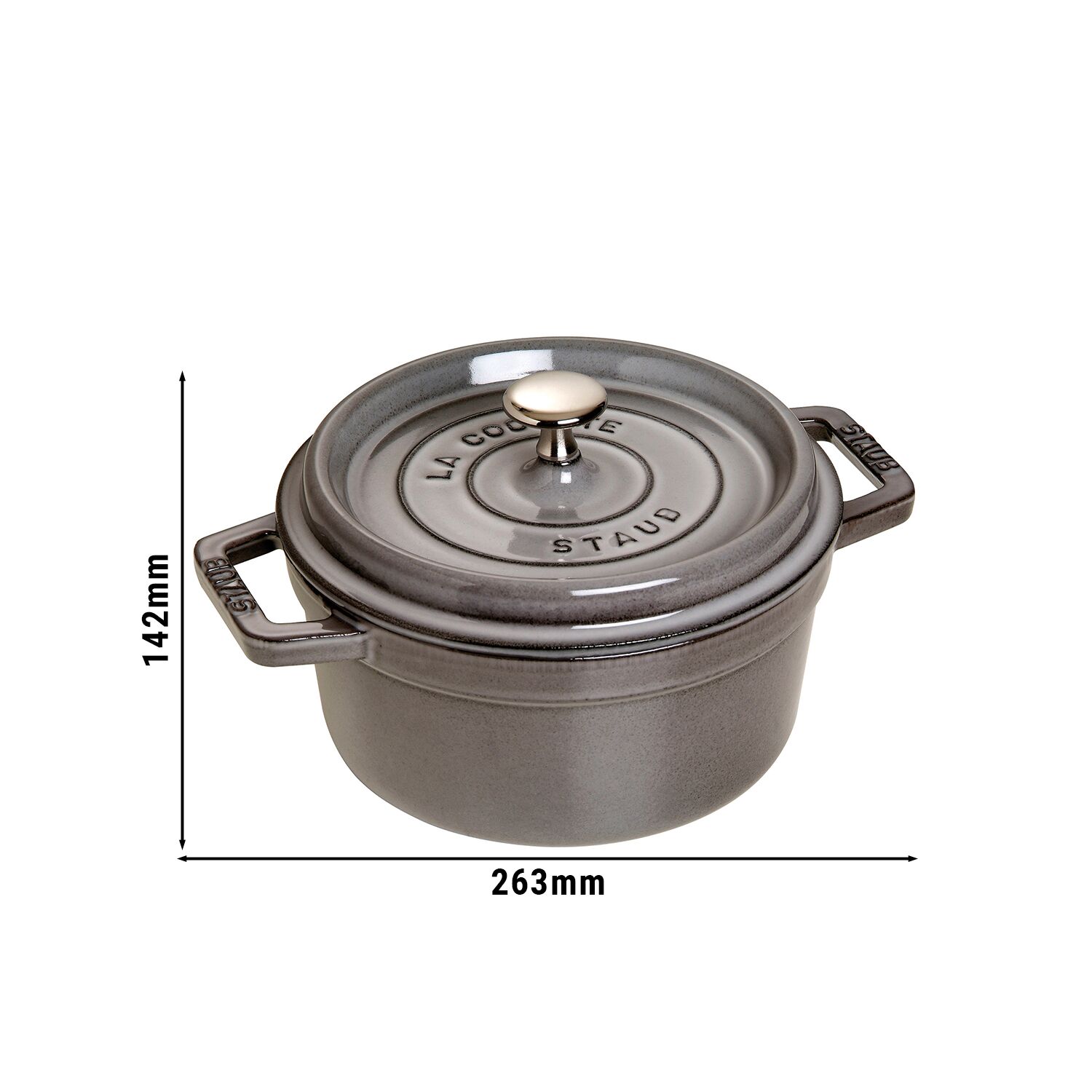 STAUB | Cocotte Round Enamelled Cast Iron Casserole Dish – Ø 200 mm – Graphite Grey
