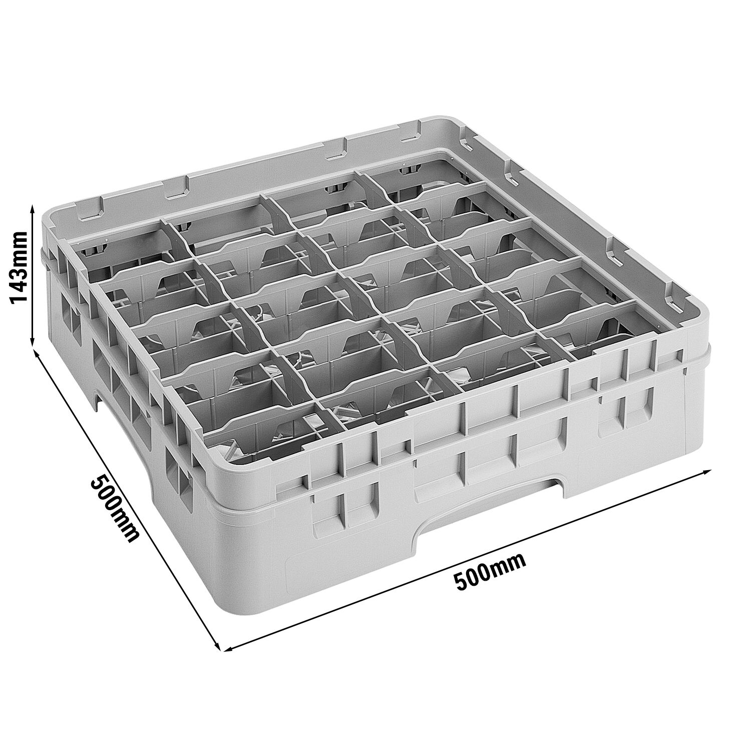 CAMBRO | CAMRACK® - Panier à tasses 1/1 - avec 20 compartiments - 500x500mm - Gris