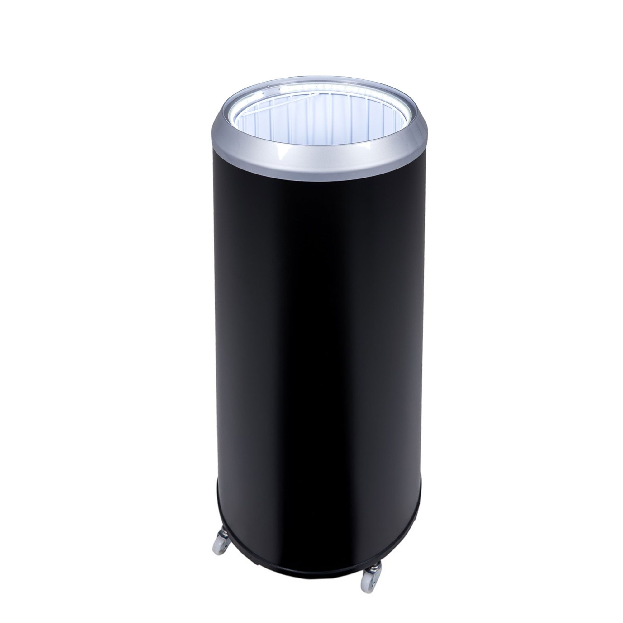 GASTRO-COOL | Réfrigérateur de fête / tonneau réfrigérant - 71 litres - couvercle en verre et roulettes - Noir       