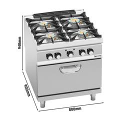 Gasfornuis - Paolo 900 - 800x900mm - 32,68 kW - 4 pits - incl. elektrische heteluchtoven - 4,68 kW