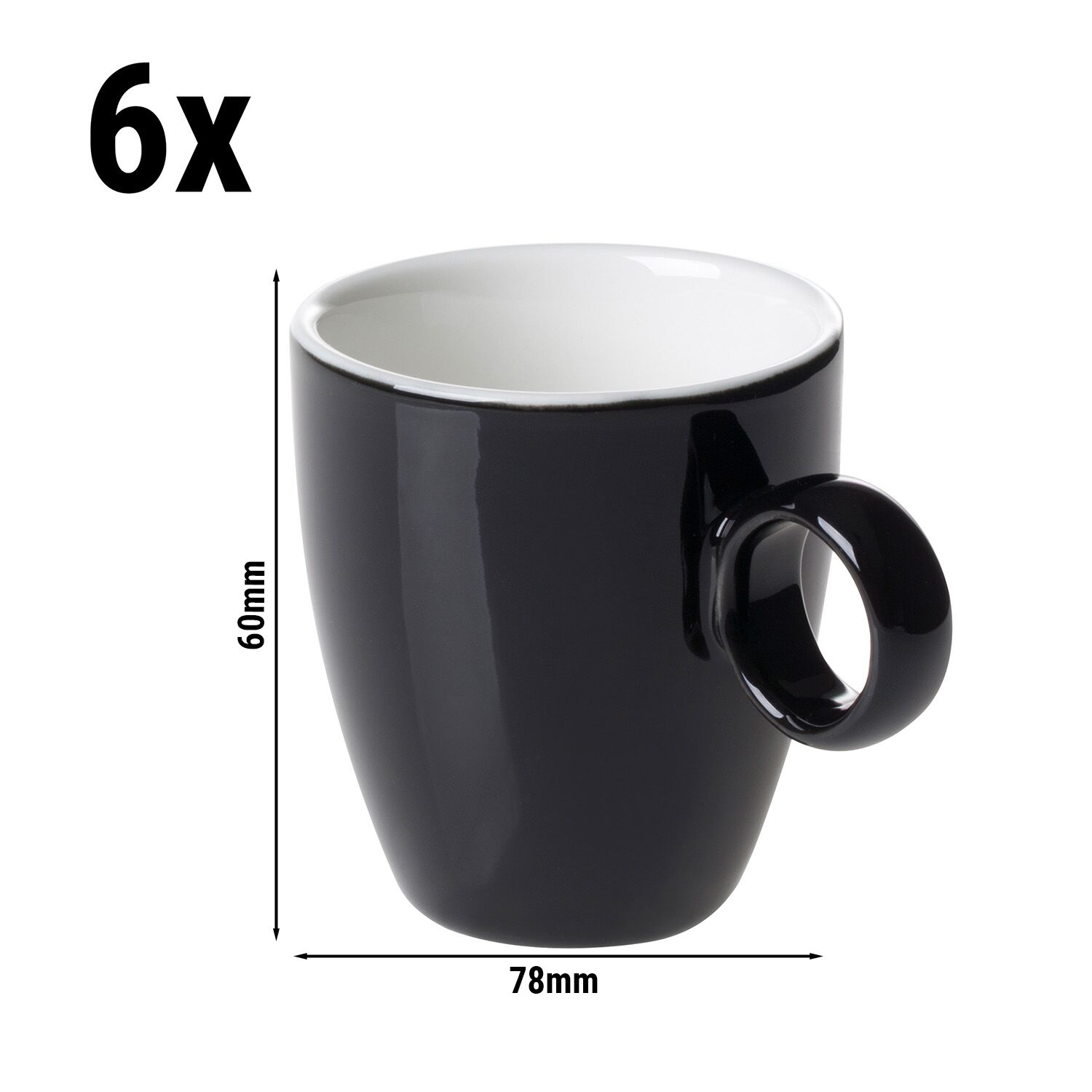 (6 pièces) BART COLOUR CAFE – Tasse à espresso – 65 ml – Noir