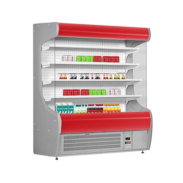 Wall-mounted refrigerated shelf - 1515mm - with 4 Shelves - Front panel red