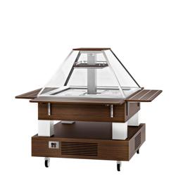 Bar à salades buffet froid DUBLIN - 1700mm - avec support incliné en verre - pour 4x GN 1/1