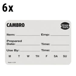 (6 rolls) CAMBRO | StoreSafe® Dissolvable FIFO Food Rotation Labels – 250 labels/roll – White