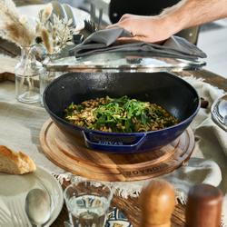 STAUB | Cast Iron Wok Pan with Glass Lid – Ø 30 cm - Dark Blue - All Hobs + Oven