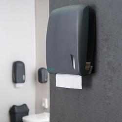 AIR-WOLF | Commercial Wall-Mounted Paper Towel Dispenser – Anthracite Grey - 750 Towels - C/Z-Fold - Lockable - 100% Recycled Plastic