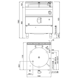 Gas pressure cooking boiler 200 liters (34.5 kW) - Indirect heating