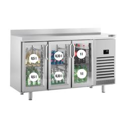 Kylbänk PREMIUM PLUS - 1960x700 mm - 465 liter - 3 hängda glasdörrar & skyddskant - rostfritt stål