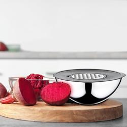 Set de 9 bols en acier inoxydable - Ø 160, 200, 240 mm - avec râpe et couvercles de conservation         