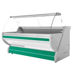 Koeltoonbank - 2515x1150mm - 500 liter - kleur groen - gebogen ruit - granit werkblad