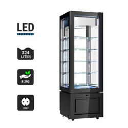 Vriesvitrine - voor  - 12 liter - 600mm - 1 glazen deur - met 5 glazen plateaus - zwart - NL