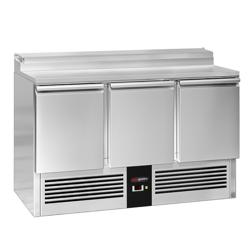 Přípravný chladicí stůl PREMIUM - 1368x700 mm - 3 dveře - pro 8× GN 1/6 - vč. 3 roštů