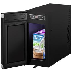 Chladnička na mléko - 210 mm - 9,8 l - digitální teploměr - 1 skleněné křídlové dveře - černá