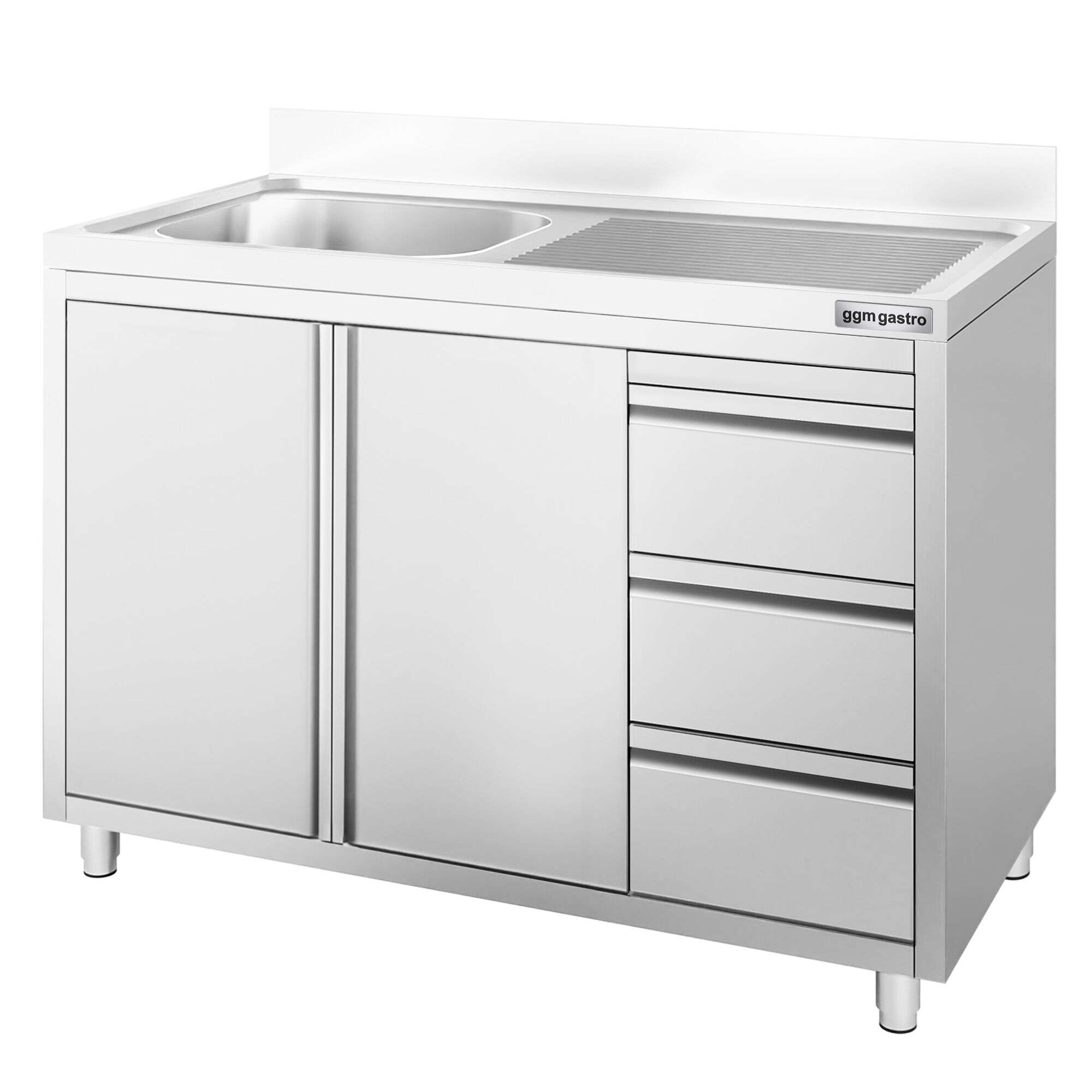 Spülschrank - 1200x700mm - mit 3 Schubladen & 1 Becken links