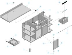 Table armoire en acier inoxydable - 1468x600mm - avec portes battantes et 2 tiroirs - avec dosseret - pour machine à café (cafetière à filtre)