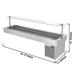 Einbau Kühlwanne - 2100mm - +2 bis +8 °C - 6x GN 1/1 - 410 Watt - mit Glas-Hustenschutz
