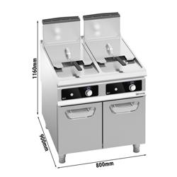 Dubbele gasfriteuse - 20+20 liter - 35 kW - indirect verwarmd - digitale bediening - Bflex Digital - met aftapkraan - incl. onderstel
