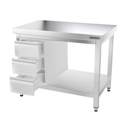 Työpöytä ruostumattomasta teräksestä PREMIUM  - 1000x800mm - perushyllyllä ilman jalustaa