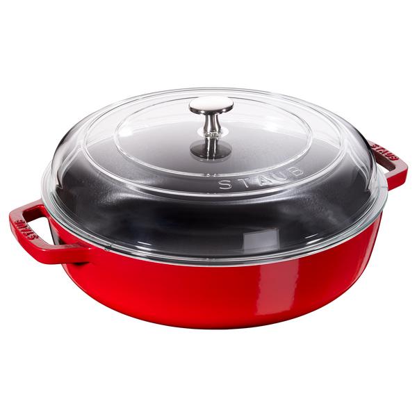 STAUB | BRAISERS - قابلمه با درب شیشه ای - 240 میلی متر - چدنی - قرمز گرنادین
