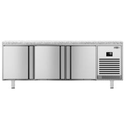 Bakkerij vrieswerkbank PREMIUM PLUS - 2185x800mm - 635 liter - met 3 deuren - granieten werkblad