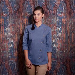 KARLOWSKY | Giacca da cuoco da donna stile jeans - Blu vintage - Taglia: 34