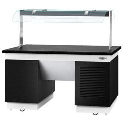 Buffet gekoeld DUBLIN - 1600mm - met gekoelde plaat & zwenkwielen - zwart