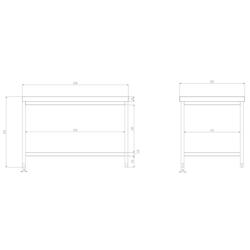 Edelstahl Arbeitstisch PREMIUM - 2000x800mm - mit Grundboden ohne Aufkantung
