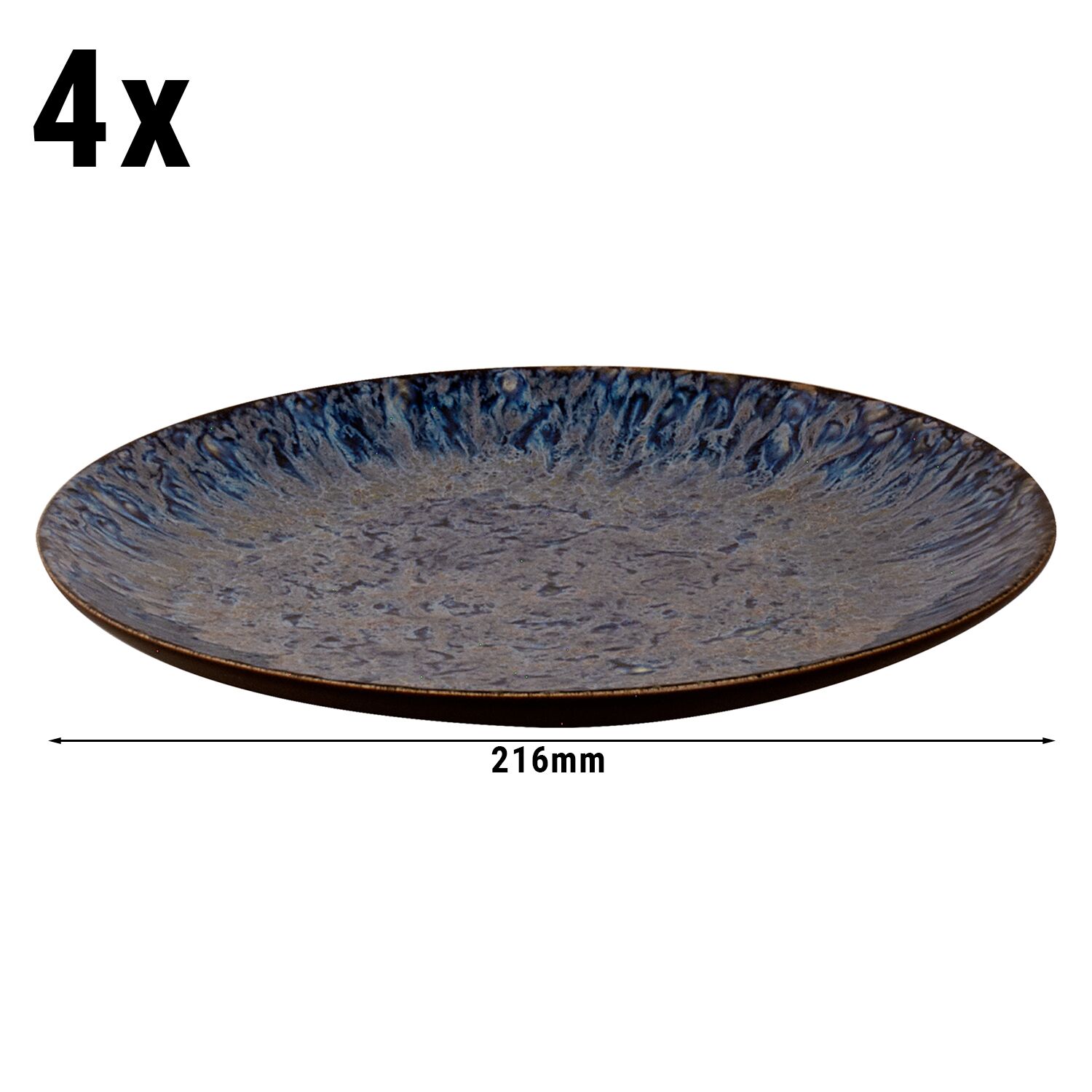(4 pièces) LESTER - Assiettes - plate - Ø 210 mm - Bleu