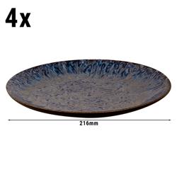 (4 szt.) LESTER - Talerz płytki - Steinzeug - Ø 210mm - Niebieski