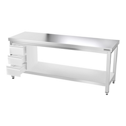 Työpöytä ruostumattomasta teräksestä PREMIUM  - 2000x600mm - perushyllyllä ilman jalustaa