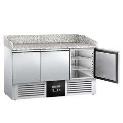 طاولة تحضير بيتزا مبردة PREMIUM - 1400x700 mm - مع 3 أبواب - سطح عمل جرانيت