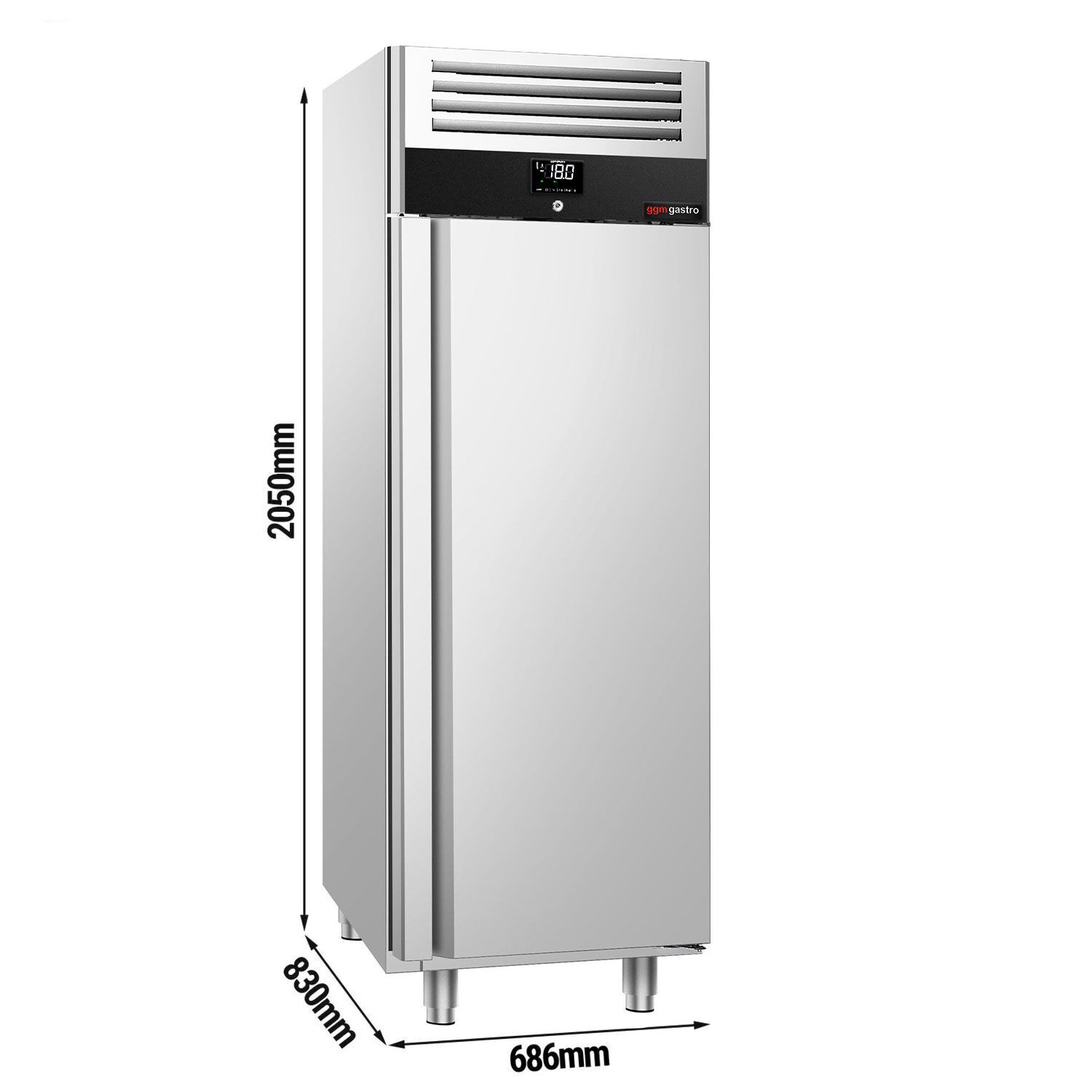 Armoire réfrigérée négative Inox AISI 304 PREMIUM - GN 2/1 - 600 L - avec 1 porte