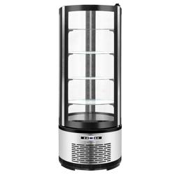 Vitrină panoramică - pentru prăjituri - 360 litri - 680 mm - geam dublu - rotundă - cu 4 rafturi rotative - iluminare LED