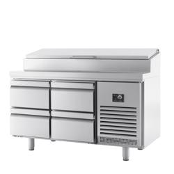 Commercial Saladette Prep Counter Slimline - 1468x600mm - with 4 Drawers - topper for 8x GN 1/4