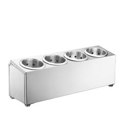 Portaposate con supporto - per 4 bicchieri portaposate - incl. 4 bicchieri portaposate in acciaio inox - 505x150mm - Altezza: 180mm - acciaio inox
