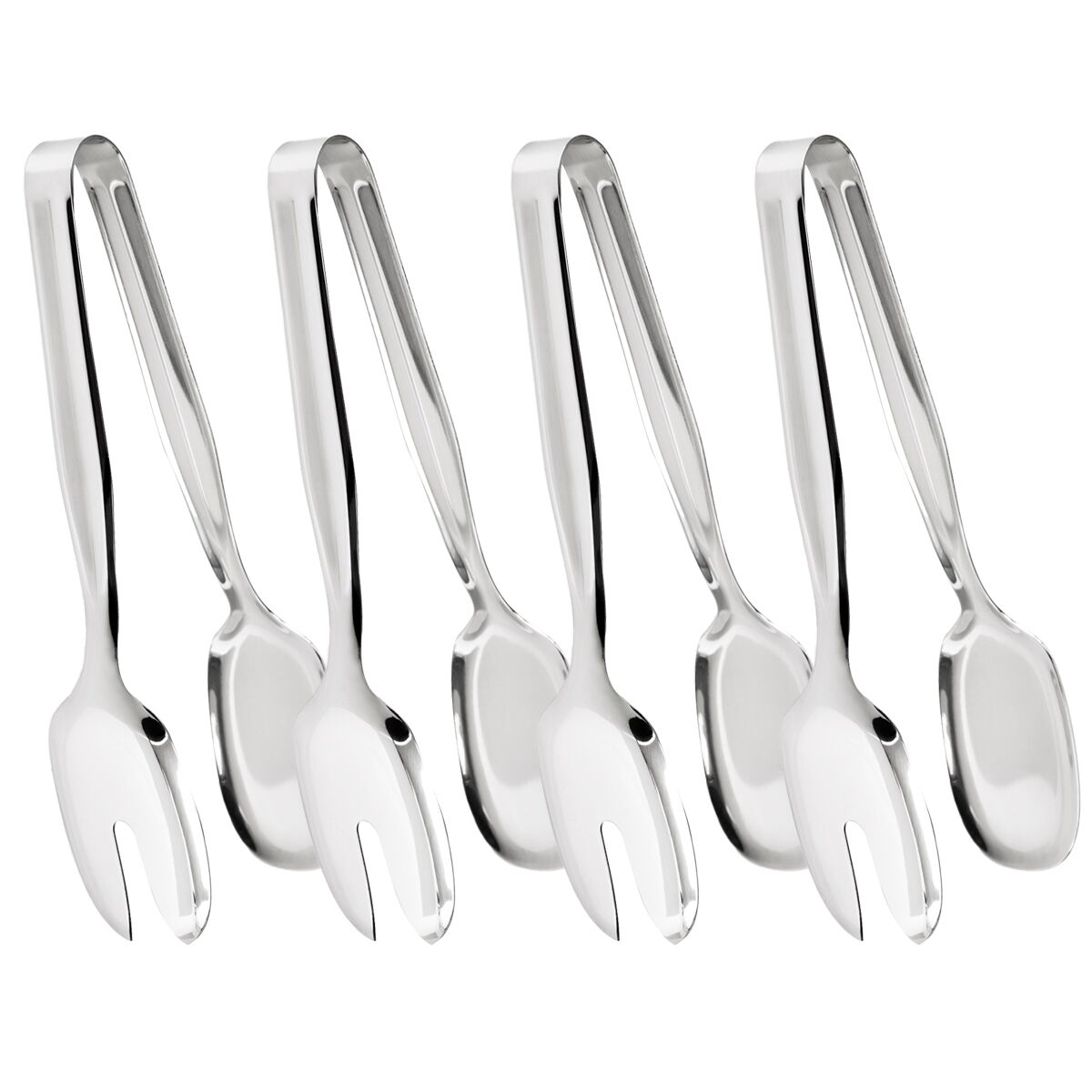 (4 pcs) Pince de service - Embouts dentelés - Longueur : 220mm - Acier inoxydable