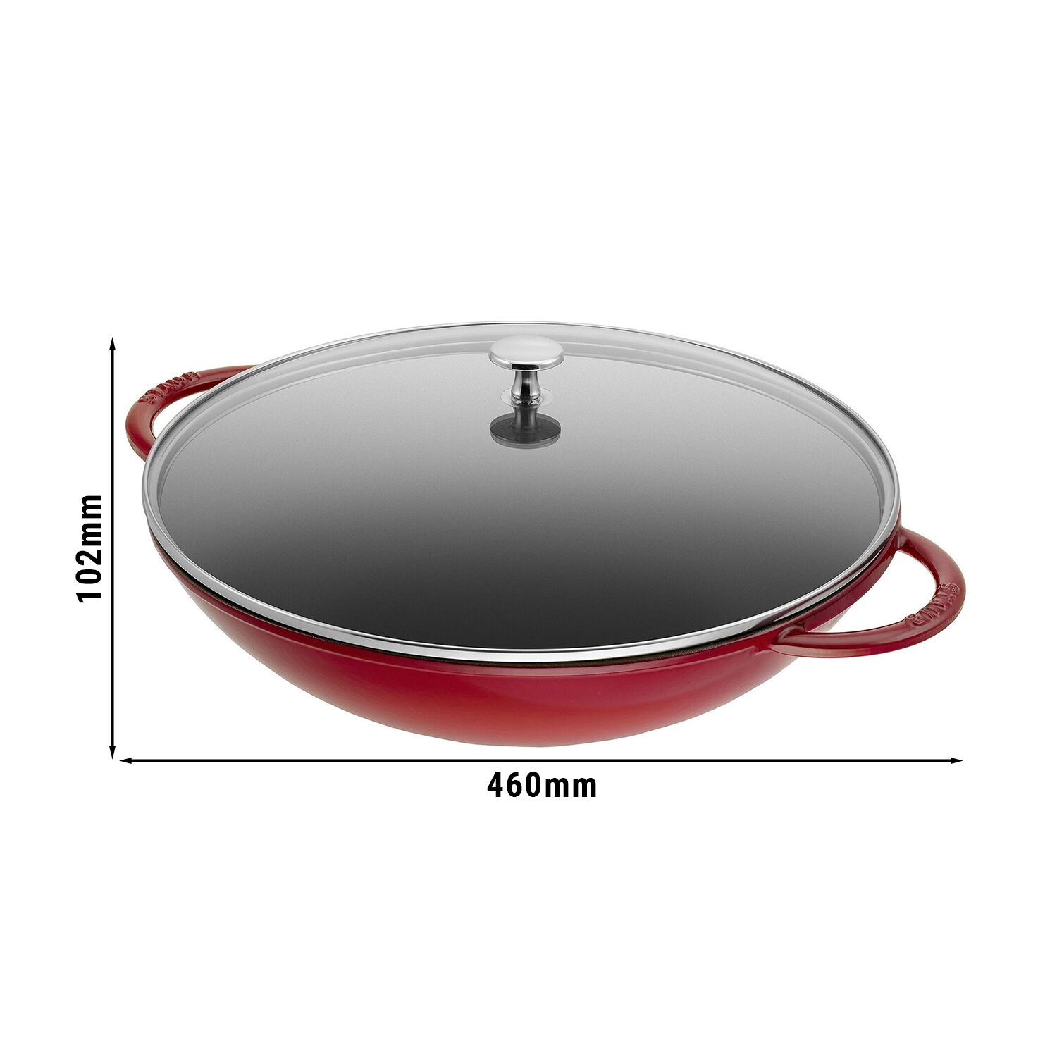 STAUB | SPECIALITIES - Wok avec couvercle en verre - Ø 370mm - Fonte - Rouge cerise	