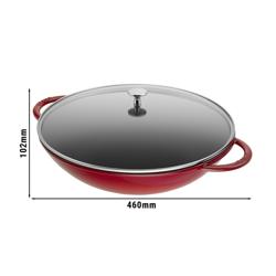 STAUB | SPECIALITIES - Wok sa staklenim poklopcem - Ø 370 mm - Lijevano željezo - Crvena boja trešnje 