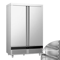 Armario frigorífico de acero inoxidable PREMIUM - GN 2/1 - 1400L - con 2 puertas - ventilado; R290; desescarche automático; cerradura con llave