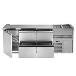 Bancada frigorífica PREMIUM PLUS - 2500x700mm - 1 porta & 4 gavetas